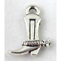 Tibetan Silver shoe pendants, Zn Alloy