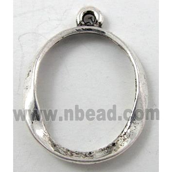 Tibetan Silver oval pendant, lead free and nickel free