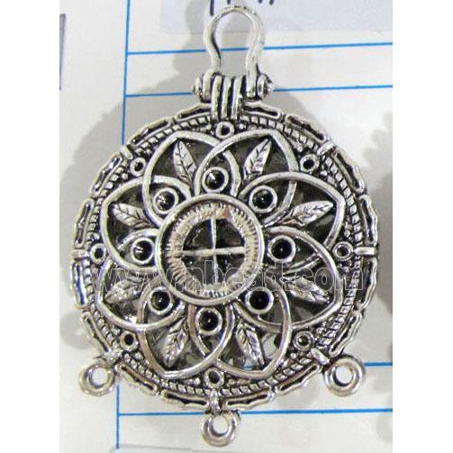 Hollow Tibetan Silver pendant, lead free and nickel free