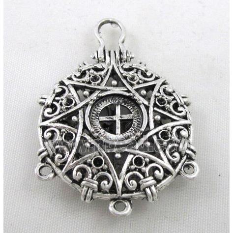 Hollow Tibetan Silver pendant, lead free and nickel free