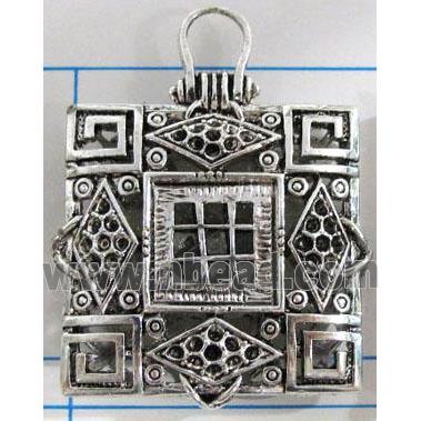 Hollow Tibetan Silver pendant, lead free and nickel free