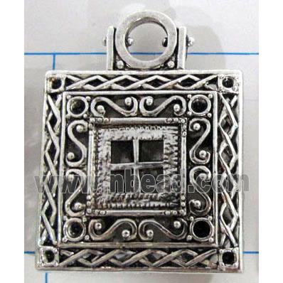 Hollow Tibetan Silver pendant, lead free and nickel free