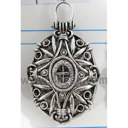 Hollow Tibetan Silver pendant, lead free and nickel free