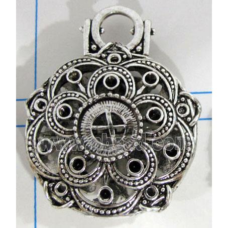 Hollow Tibetan Silver pendant, lead free and nickel free