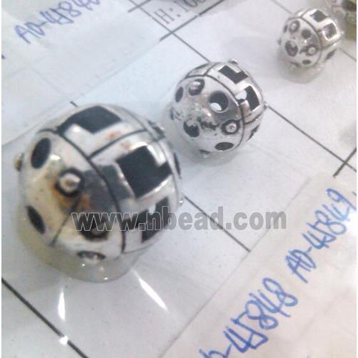 Tibetan Silver Bead, hollow, lead free and nickel free