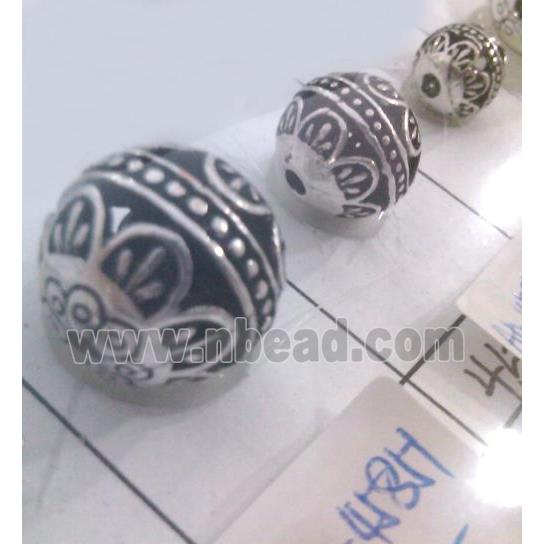round tibetan silver beads, hollow, lead free and nickel free
