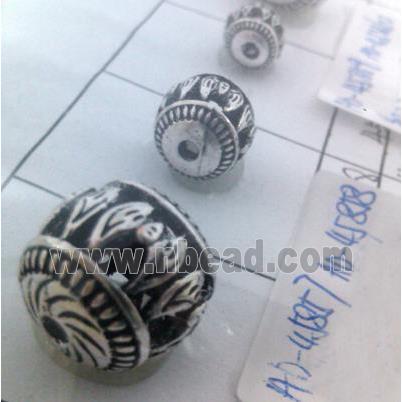 round tibetan silver beads, hollow, lead free and nickel free