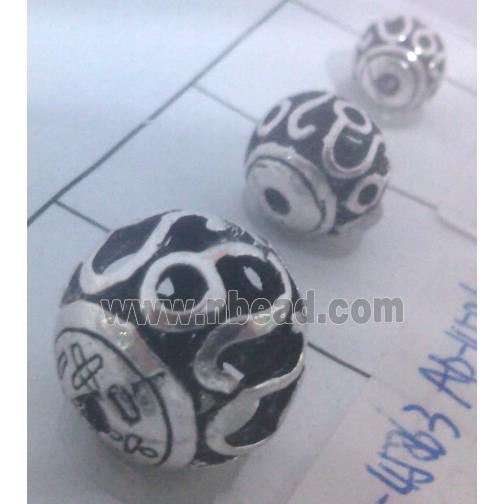 round tibetan silver beads, hollow, lead free and nickel free