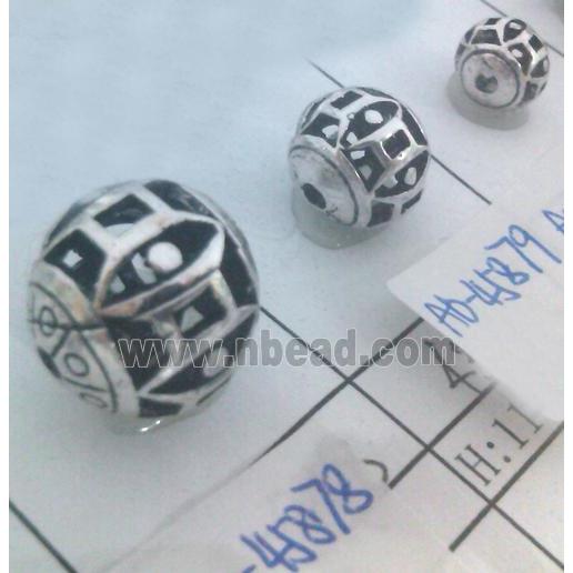 round tibetan silver beads, hollow, lead free and nickel free