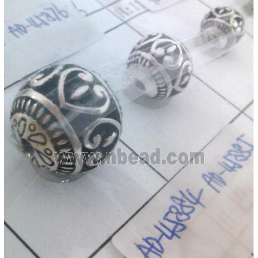 round tibetan silver beads, hollow, lead free and nickel free