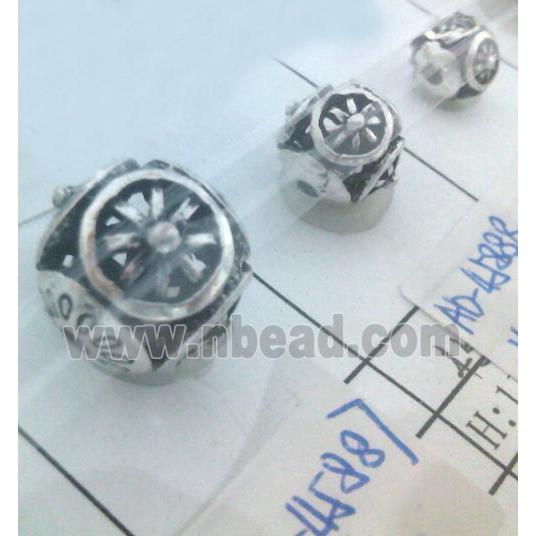 round tibetan silver beads, hollow, lead free and nickel free