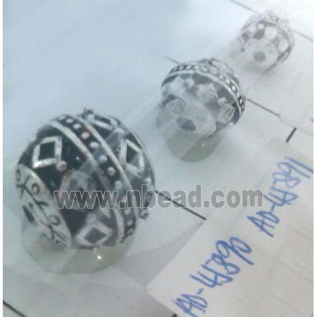 round tibetan silver beads, hollow, lead free and nickel free