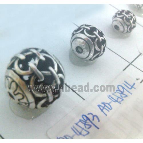 round tibetan silver beads, hollow, lead free and nickel free