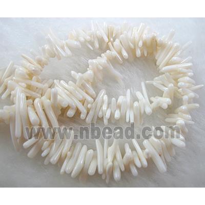 chip coral bead, dyed, white