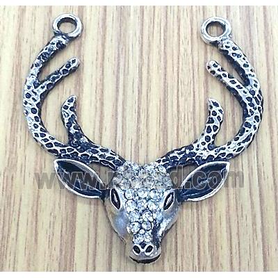 tibetan silver wapiti pendant, Non-Nickel, with rhinestone