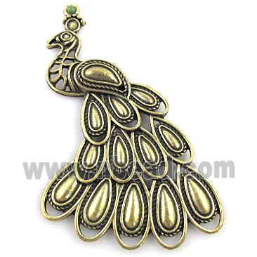 Peacock, tibetan silver pendant, non-nickel
