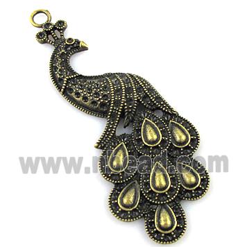 Peacock, tibetan silver pendant, non-nickel