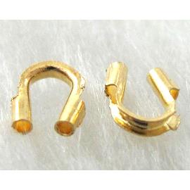 Wire Thimble Protectors, Copper, U-shaped, Golden plated