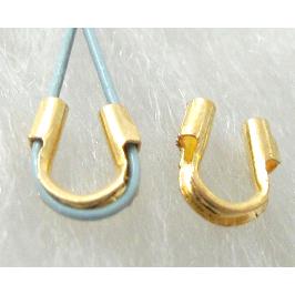 Wire Thimble Protectors, Copper, U-shaped, Golden plated