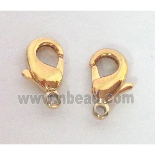 colorfast copper lobster clasp, gold plated