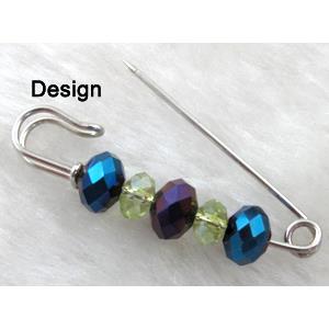 brooch pins, clip, copper, platinum plated