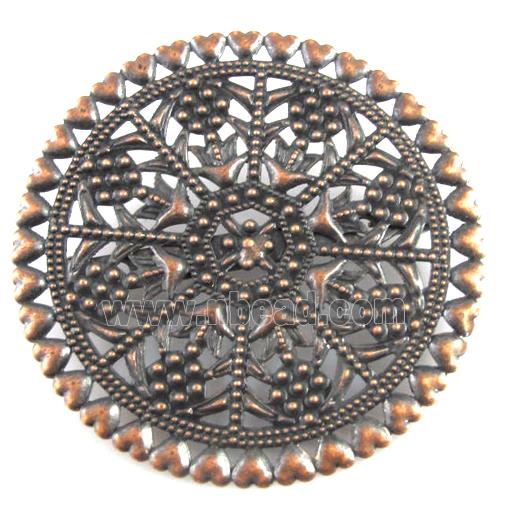 Brooch pins, copper, antique red copper plated, nickel free