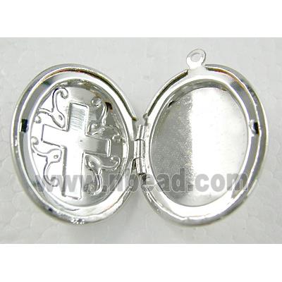 Necklace pendant Locket, copper, Platinum Plated