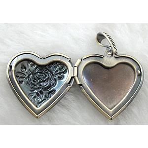 heart Locket, copper, necklace pendant, Bronze plated