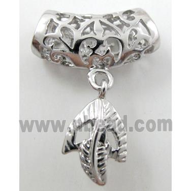 necklace pendants and hinged bail, copper, platinum plated
