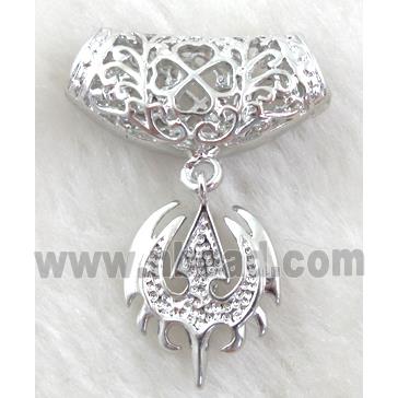pinch hinged bail for necklace, copper, platinum plated
