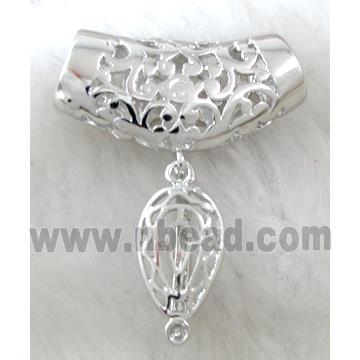 pinch hinged bail for necklace, copper, platinum plated