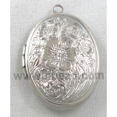 necklace Locket pendant, copper, platinum plated
