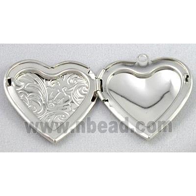 necklace Locket pendant, copper, platinum plated