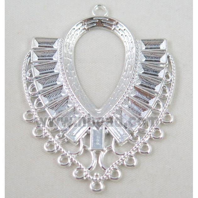 alloy pendant, gemstone setting, silver plated