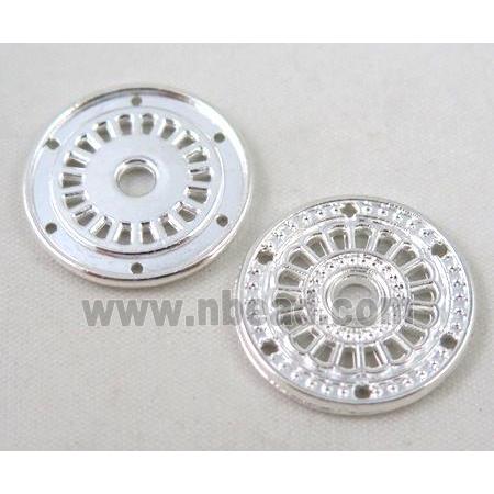 alloy bead, round, silver plated