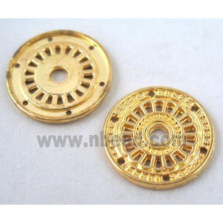 alloy bead, round, gold plated