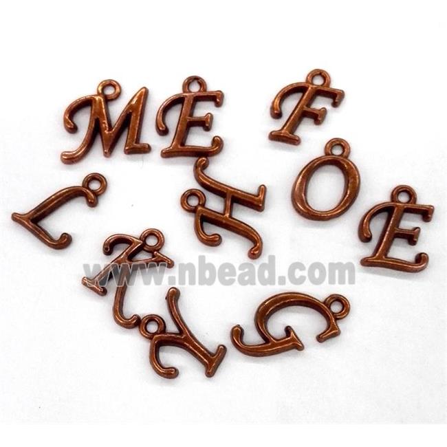 alphabet pendant, mixed letter, antique rose copper
