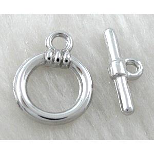 Toggle Clasp, alloy, platinum plated, Lead Free, Nickel Free