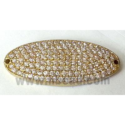 bracelet bar, copper connector with zircon rhinestone, brass