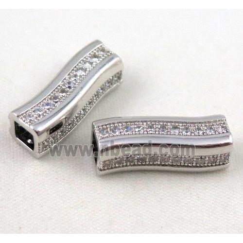 Zircon, copper spacer bead, platinum plated