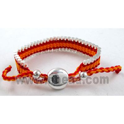 Mixed fashion friendship Bracelets, Nylon and silver laminated, resizable