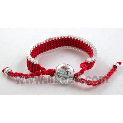 Mixed fashion friendship Bracelets, Nylon and silver laminated, resizable