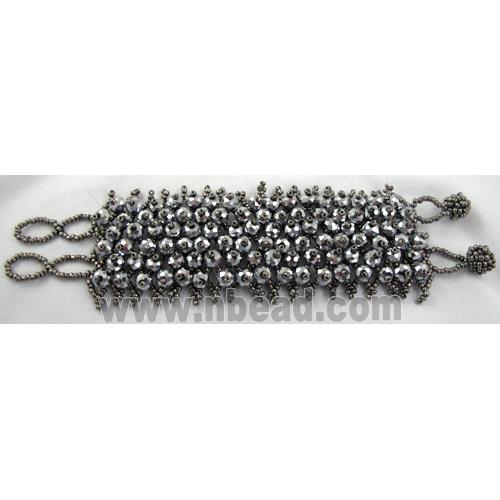 Chinese Crystal glass Bracelet, seed glass bead， platinum plated