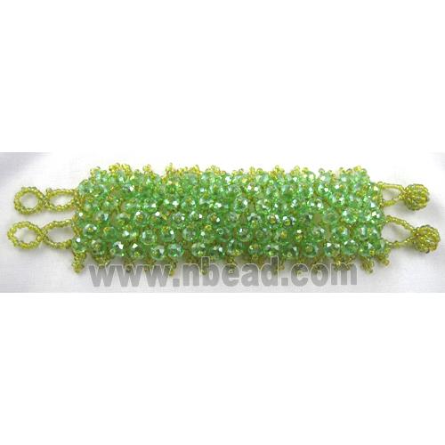 Chinese Crystal glass Bracelet, seed glass bead, green
