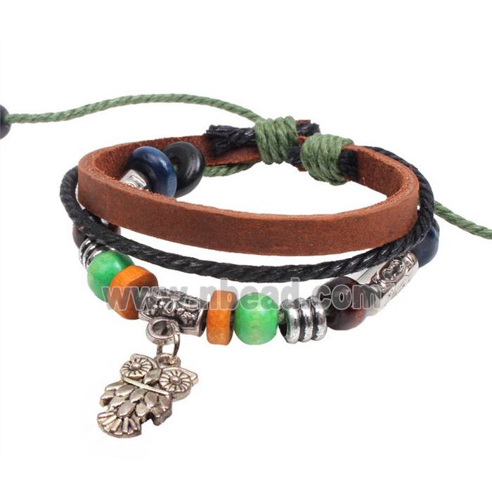 handmade bracelet with leather, alloy bead