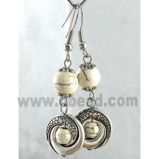 handmade earring with turquoise, copper, alloy bead