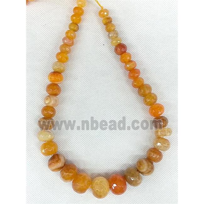 orange Agate stone beads chain necklace, faceted abacus