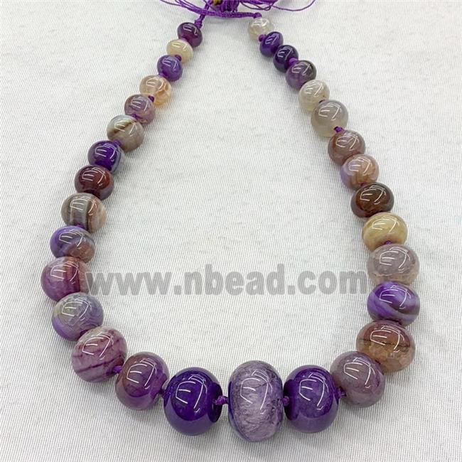 purple Agate graduated beads, rondelle, dye