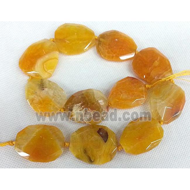 Agate Slice, freeform, yellow