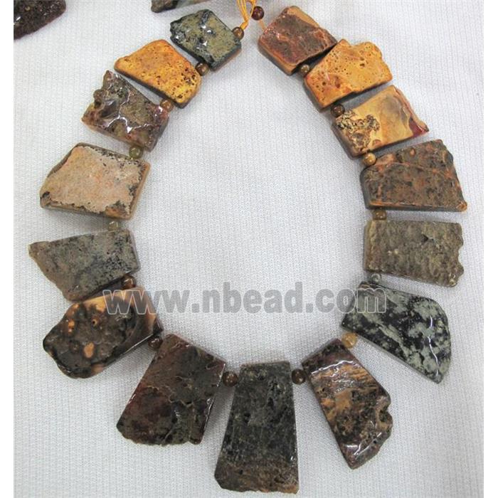 orange Rock Agate stone beads, trapeziform